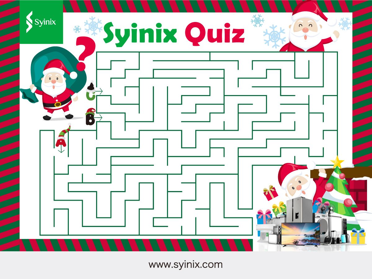 Syinix_Kenya's tweet photo. What number between A,B and C will lead you to the big Christmas giveaway?
Share the fun with friends and family and stand a chance to be in the upcoming Christmas draw . #SyinielectronicKe #forabetterlife https://t.co/NlkBjdu8yS