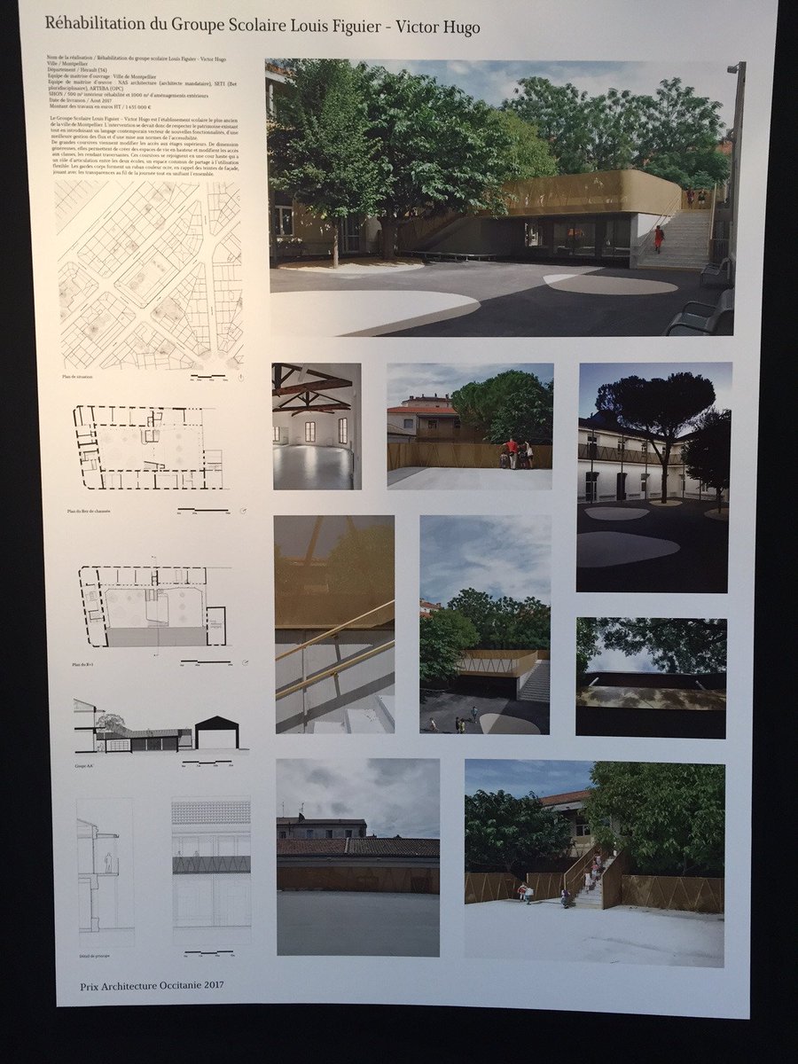ARTEBACOORD's tweet photo. @ARTEBACOORD fait partie de l'équipe Lauréate du Prix Architecture Occitanie 2017 avec NAS Architecture pour la réhabilitation de l'école Louis Figuier/Victor Hugo : BRAVO à tous !!!! #teamarchi @montpellier_ @maisonarchi_LR @MAISONMP https://t.co/1JPxoULSqo