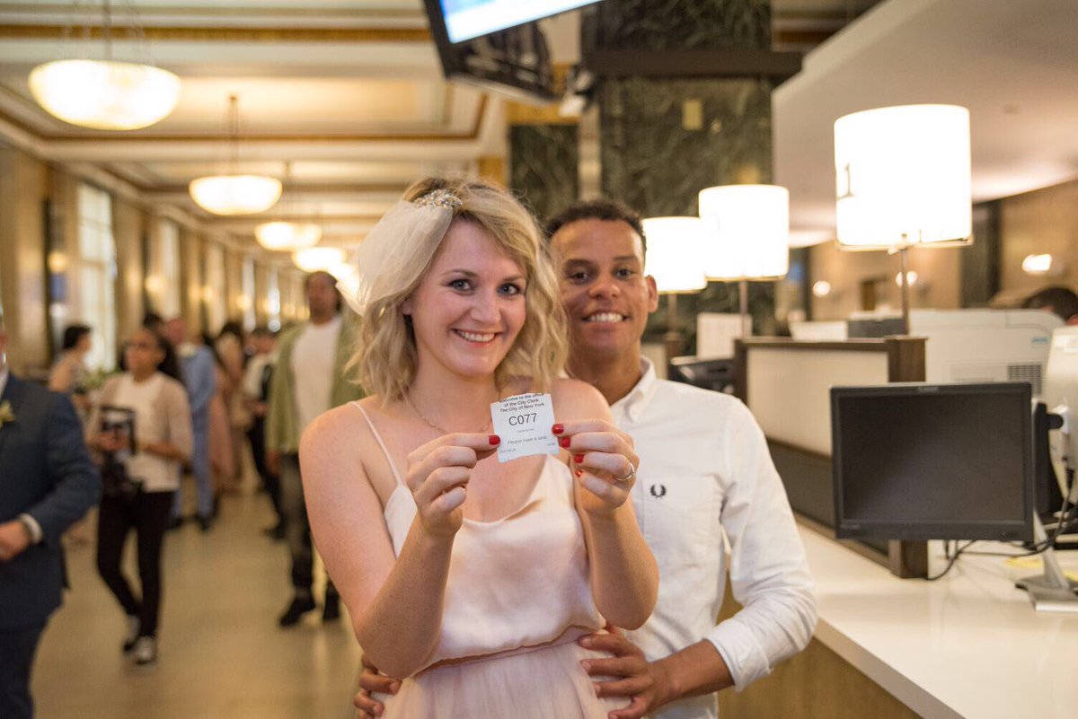 The ticket to Mr &amp; Mrs-ville! 💕

Gorgeous! 

Sarah &amp;John Paul. City Hall, New York City. 

#weddingday #nyc #cityhallwedding #newyork #happiness #joy #ido #love