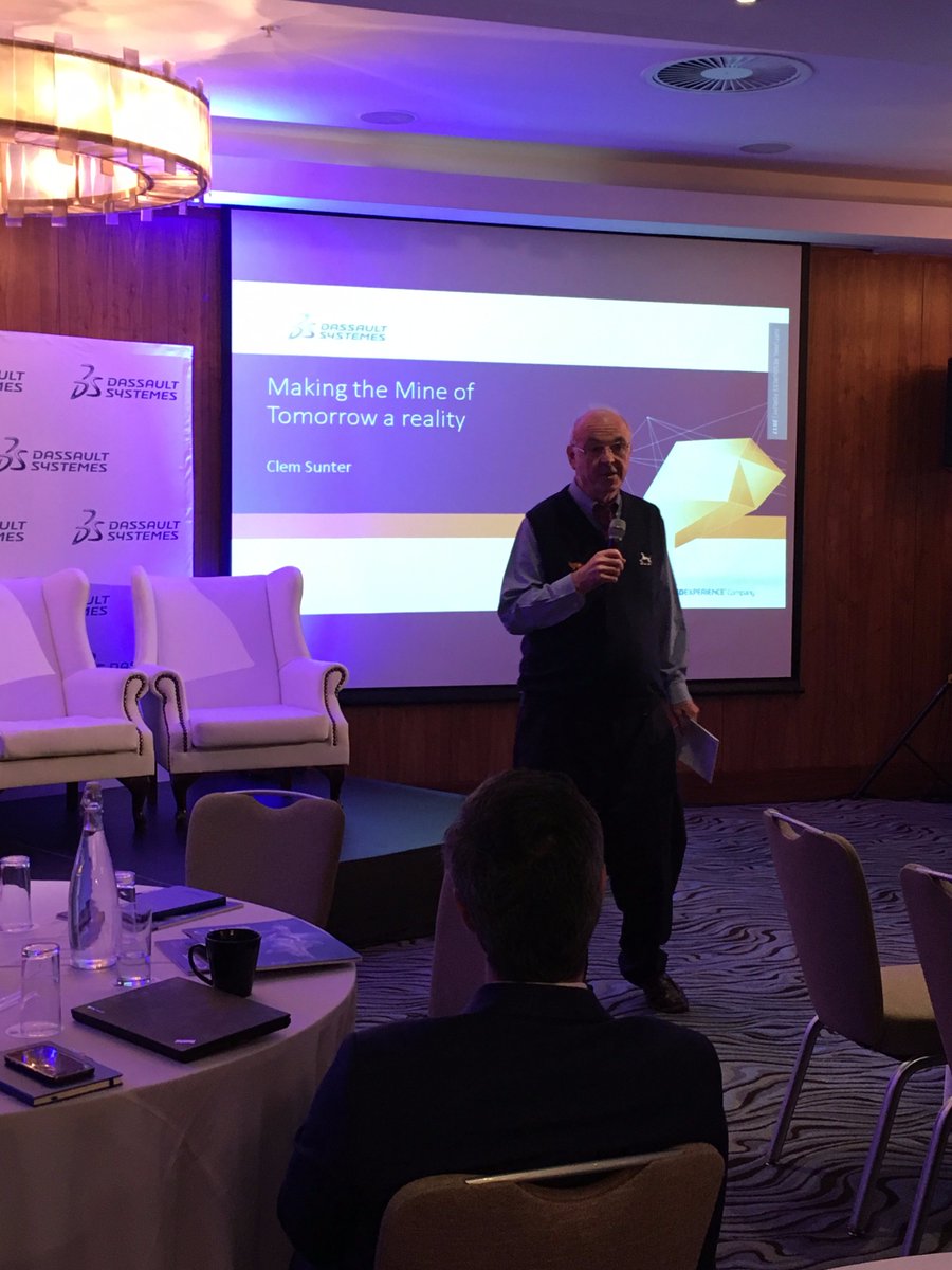 3dsGEOVIA's tweet photo. @3dsGEOVIA Keynote speaker Clem Sunter on stage now talking about the Mine of the Future and how to go about making it a reality. The condensed version of the presentation - it all boils down to 5 Flags!   #3DEXPERIENCE, #3DSMINE, #GEOVIAworldtour https://t.co/zimXmD8JDn