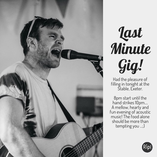 chrisostlertune's tweet photo. Last Minute Acoustic Thursday Gig at Stable, Exeter. The fun starts at 8pm... #COsolo via https://t.co/Wpjou52Pns https://t.co/mgMRax7dRq