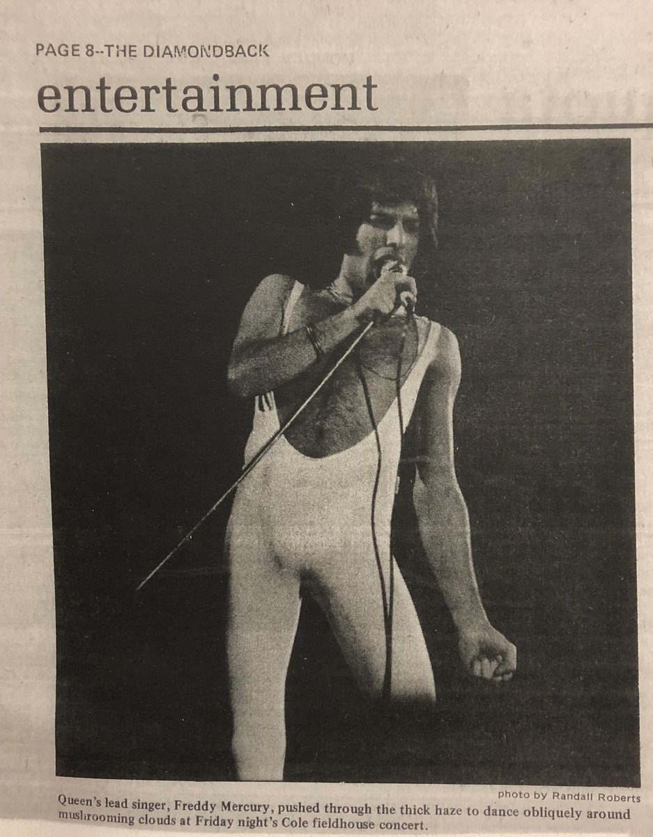 To close out our #WeeklyConcertSeries, today's #tbt is all about #QUEEN. Freddie Mercury's leotards stole the show at their 1977 concert at #UMD! See all the entries at bit.ly/2zAwszx and help support our #DigiDBK campaign so we can bring you more fun features like this.