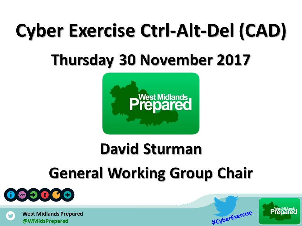 WMidsPrepared's tweet photo. West Midlands Police Chief Superintendent David Sturman thanks delegates for their attendance at our #CyberExercise. It is brilliant to see the support &amp; interaction with other multi-agency partners &amp; improve our ability to respond in #emergencies! #PreparedPanda #Cyber #TallyHo! https://t.co/5yDgLvG15G