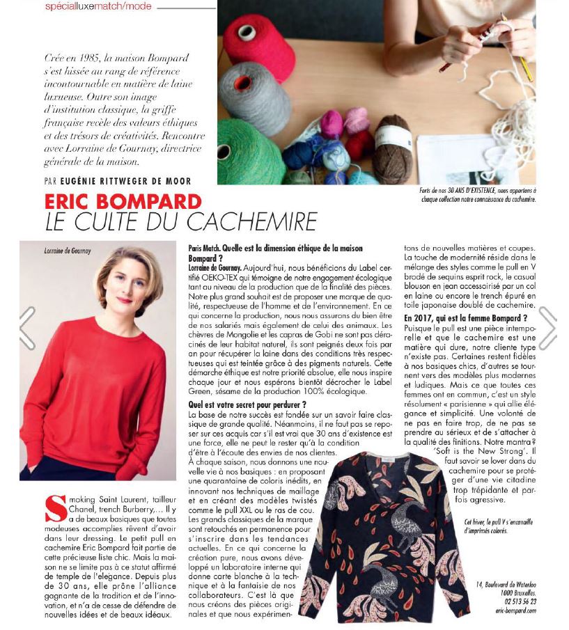 ericbompard's tweet photo. L'interview de Lorraine De Gournay, directrice générale de la Maison Bompard dans @ParisMatch #ericbompard #cachemire https://t.co/Cv35IaaBSb