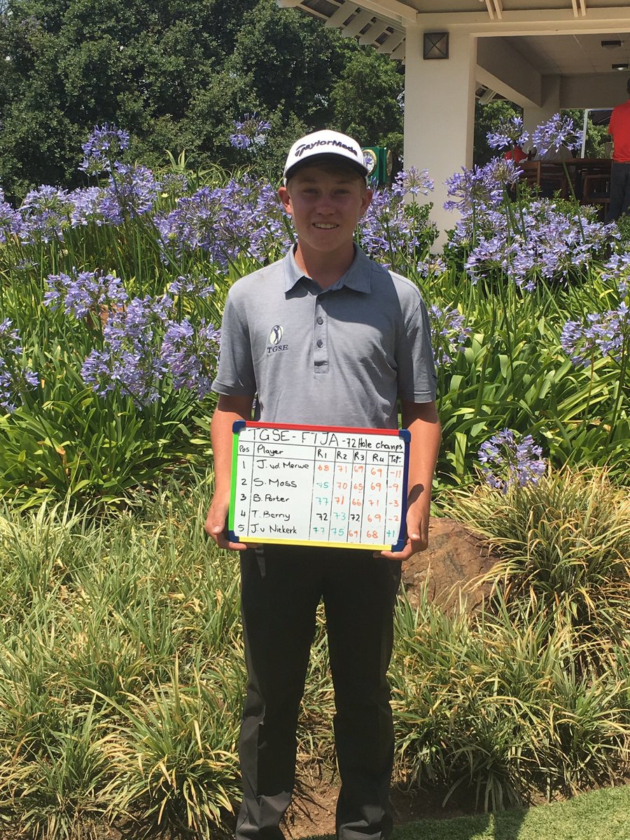 TGSEJnrTour's tweet photo. Well Done to Jacques van der Merwe on winning TGSE Junior Academy Cycle 4 72 Hole Championship with scores of 68,71,69,69 (-11) - West https://t.co/NJ5ly1unGF