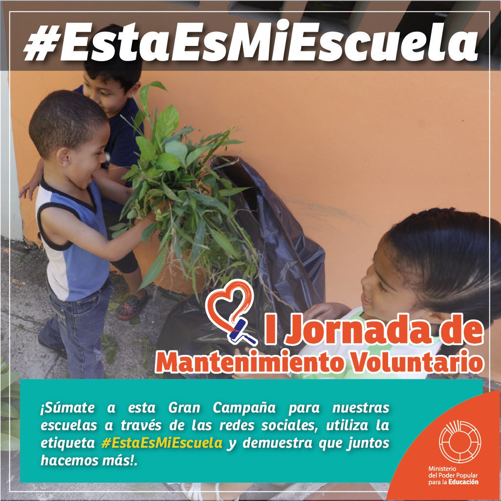konecta2conNico's tweet photo. Los valores de solidaridad son parte de la formación de nuestros niños, niñas y jóvenes, por eso asiste a la I Jornada de Mantenimiento Voluntario #EstaEsMiEscuela https://t.co/AdrvcZWyID