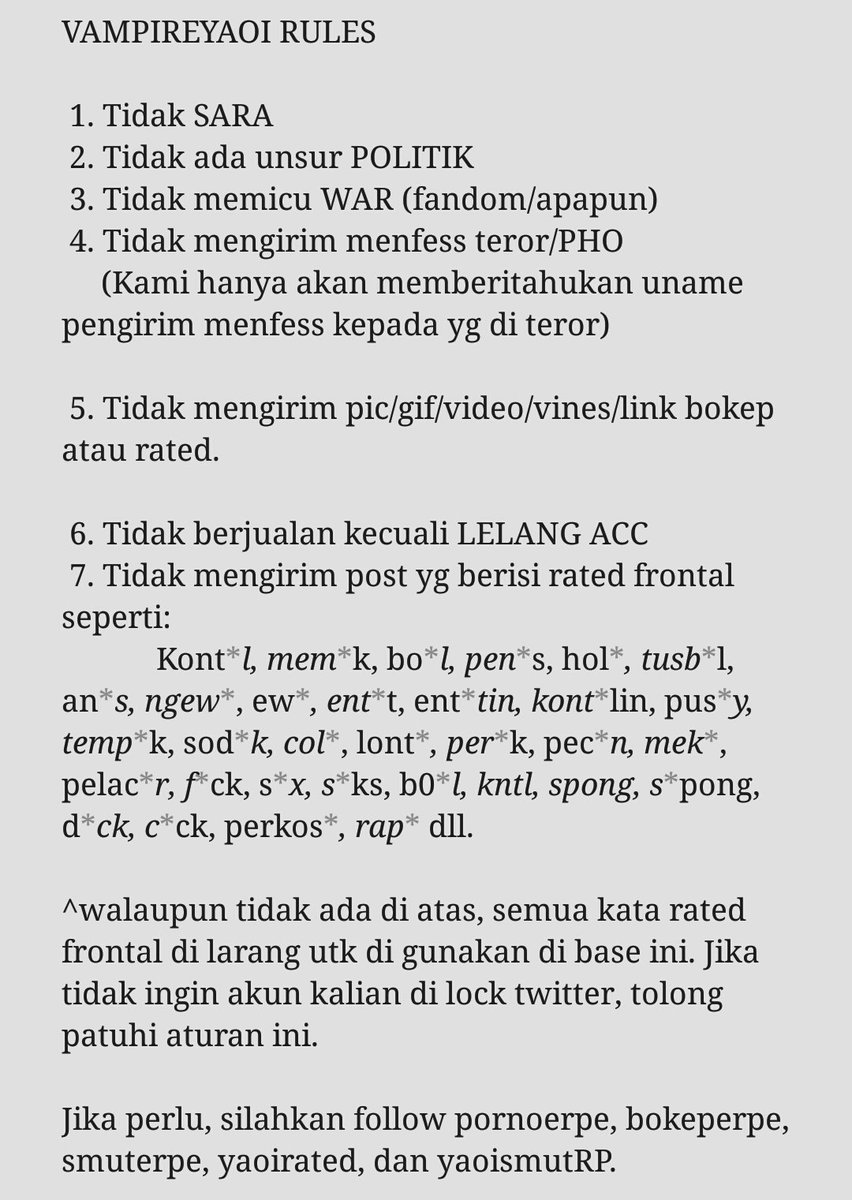 BXBRPW's tweet photo. 📣 YAOI AUTO BASE 24 JAM 📣

👉 FOLLBACK? BACA RULES 👈

 RULES DM VAMPIREYAOI

📍BUDAYAKAN MEMBACA📍

TIDAK FOLLOW yg reply dibawah pinned https://t.co/1CSUFOc2lY
