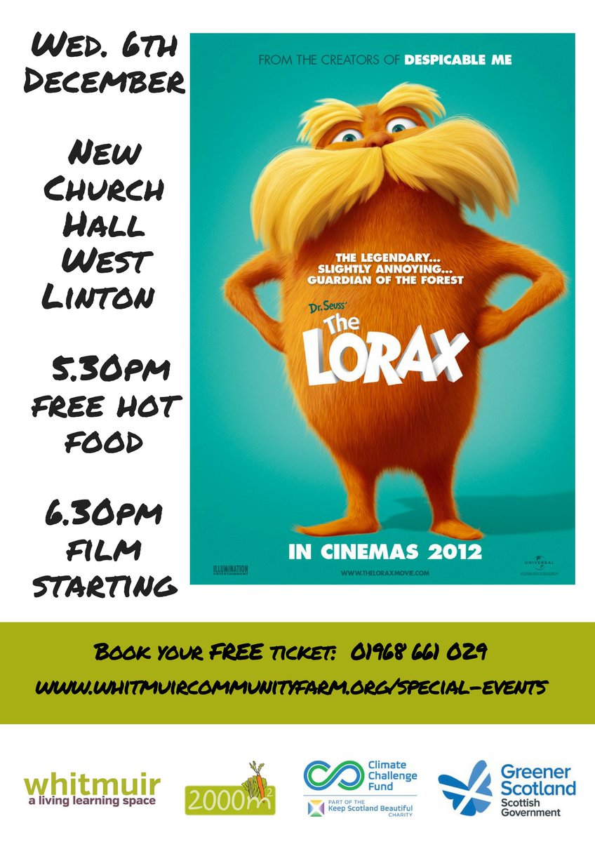 Free family friendly food &amp; film night in WL next Wed. Tickets at whitmuircommunityfarm.org/special-events/ <a href="/WestLintonPS/">West Linton PS</a>  <a href="/WLlions/">WestLinton Lions</a> <a href="/DiscoverScotBor/">Scottish Borders</a> 🍿📽️