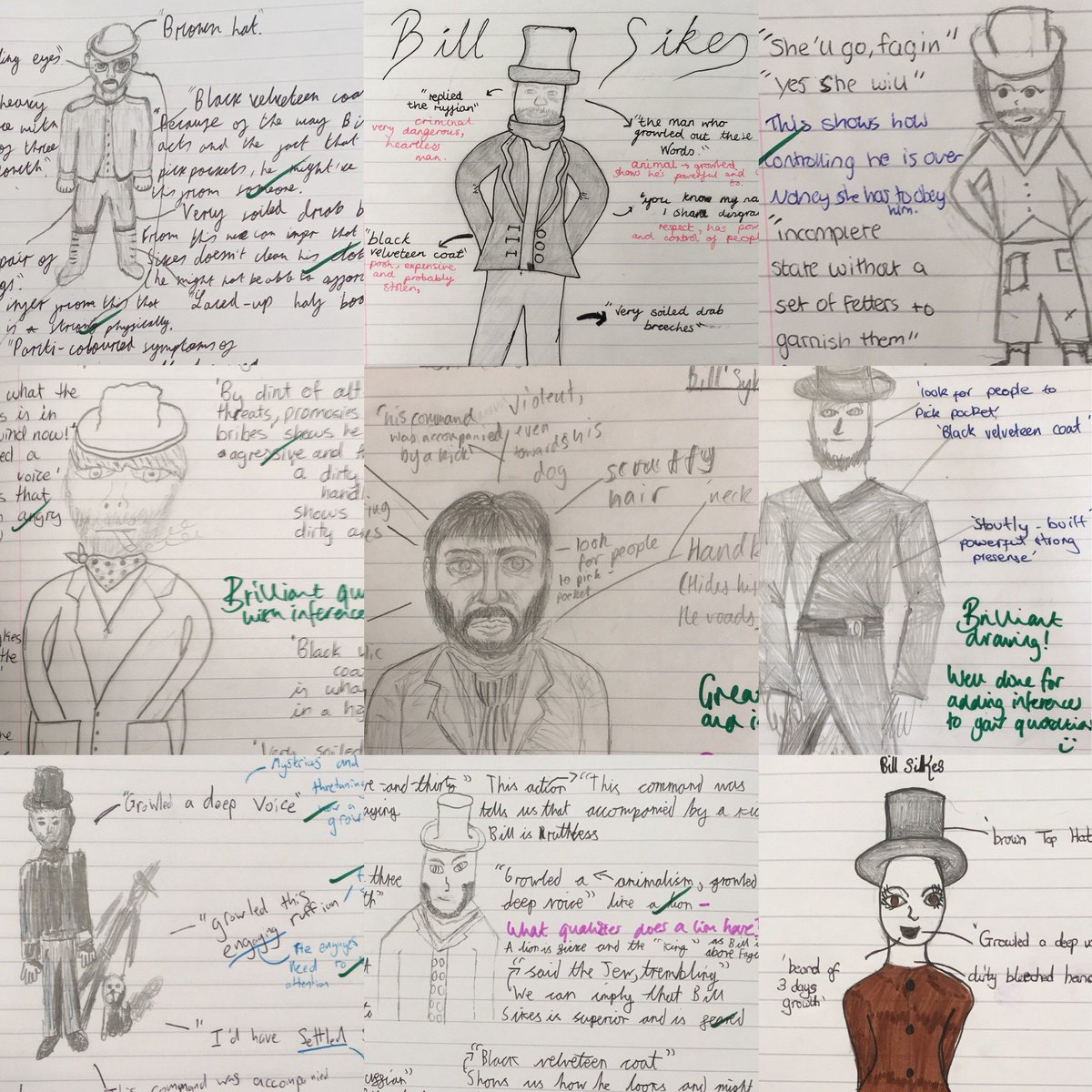 UoBSchool_Eng's tweet photo. Year 9 analyse Bill Sikes' character. Brilliant work from Hassan, Remaya, Tasneem, Aideloje, Haider, Oliver, Jacob. Gabriel, Alice, Sharose, Sophie, Luke and Tom! https://t.co/CgqcTw4W8E