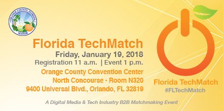 OrangeCoFL's tweet photo. #FLTechMatch gathers local and national digital media and technology companies that are looking to do business with other talented firms to foster innovation and progressive ideas. Learn more & register today at https://t.co/GVf3vzjySx. https://t.co/XSQEmqBwZk