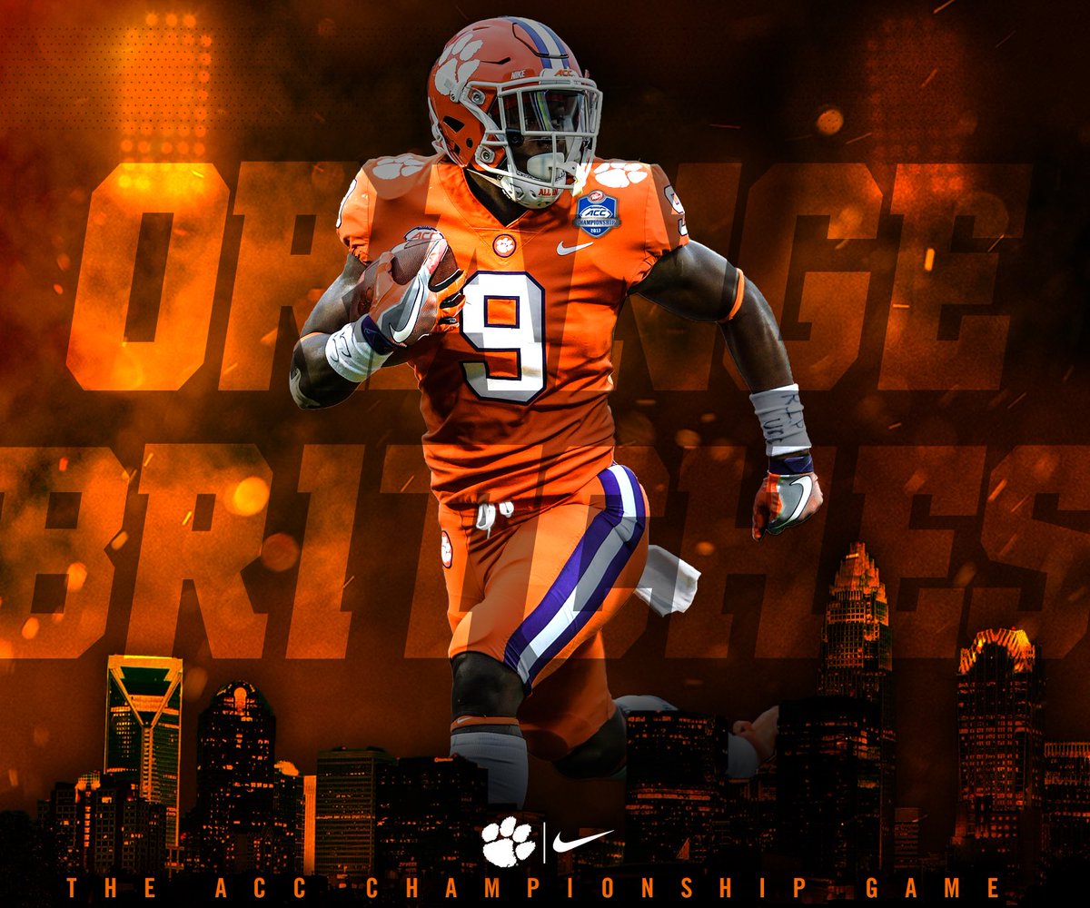 ClemsonFB's tweet photo. #OrangeBritches in Charlotte for @theACC 🏆. 

#Clemson #ALLIN https://t.co/cbq3CQYeUE