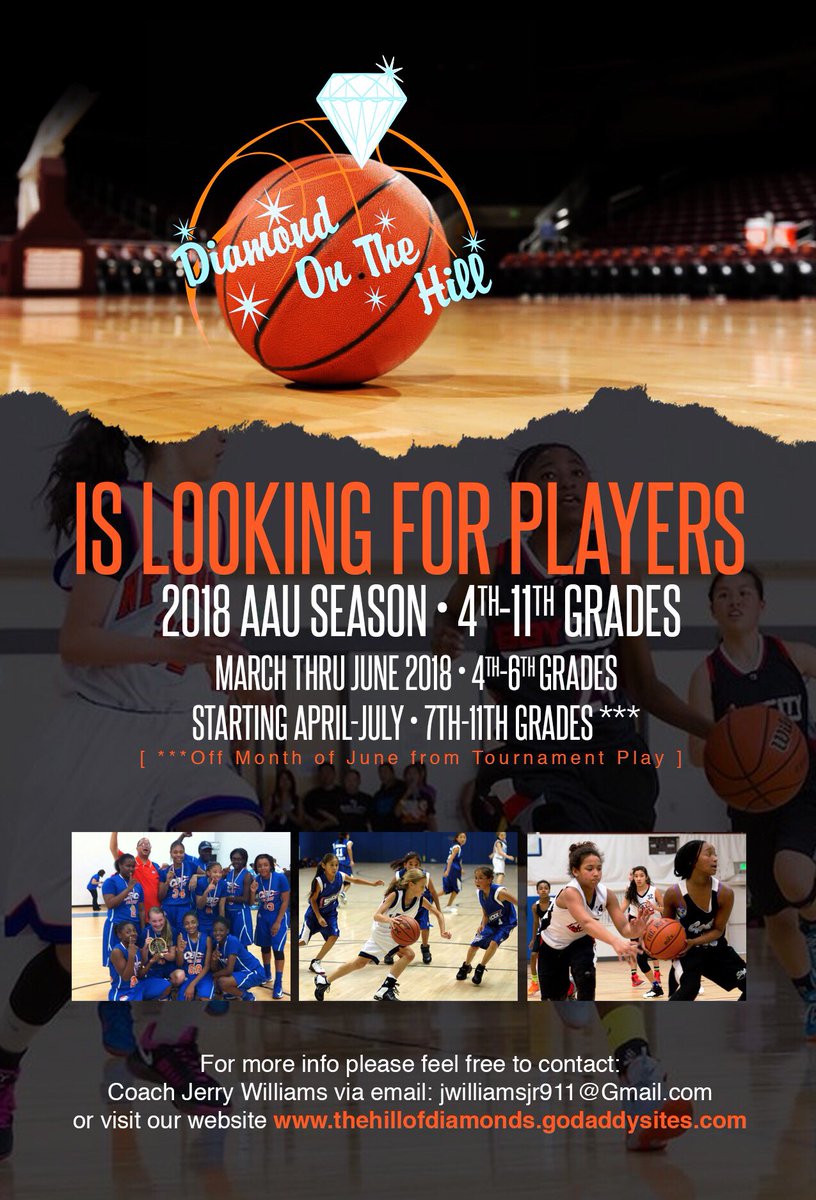 clevelandampro1's tweet photo. Diamond On The Hill Girls AAU Program is looking for talented Young Ladies that have Supportive Parents to be apart of the organization for the 2018 AAU Season. Contact Coach @CoachWilliamsjr for further Info!! https://t.co/WCzQ18lnnS