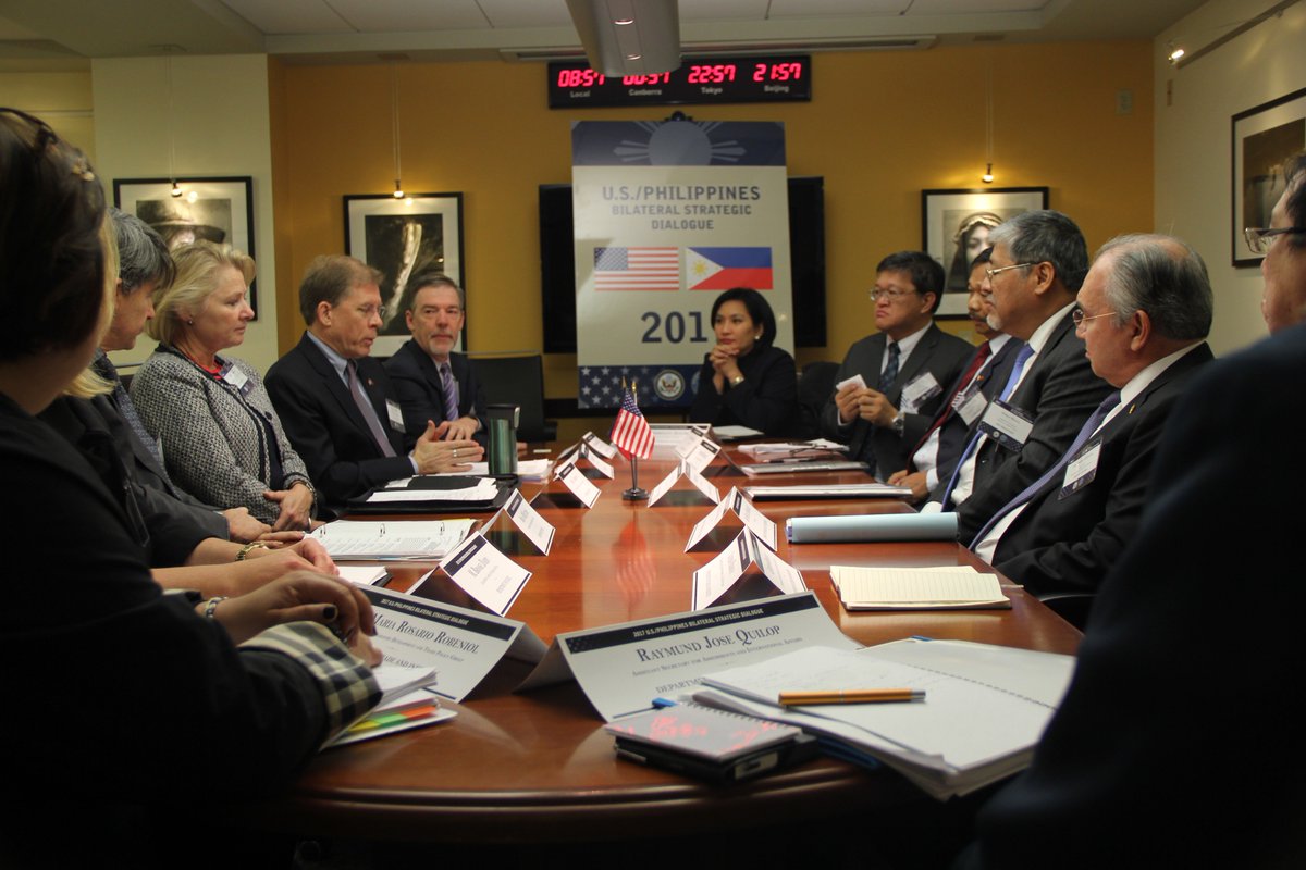 philippinesusa's tweet photo. 7th Bilateral Strategic Dialogue (BSD) kicks off at @StateDept today; PH, US to discuss areas of cooperation in Economic Devt, Defense&amp;Security, Regional&amp;Global Diplomatic Engagement, &amp;Rule of Law in the next 2 days. @USAsiaPacific @DFAPHL @DtiPhilippines @DOJPH @dndphl https://t.co/SxHksce77D