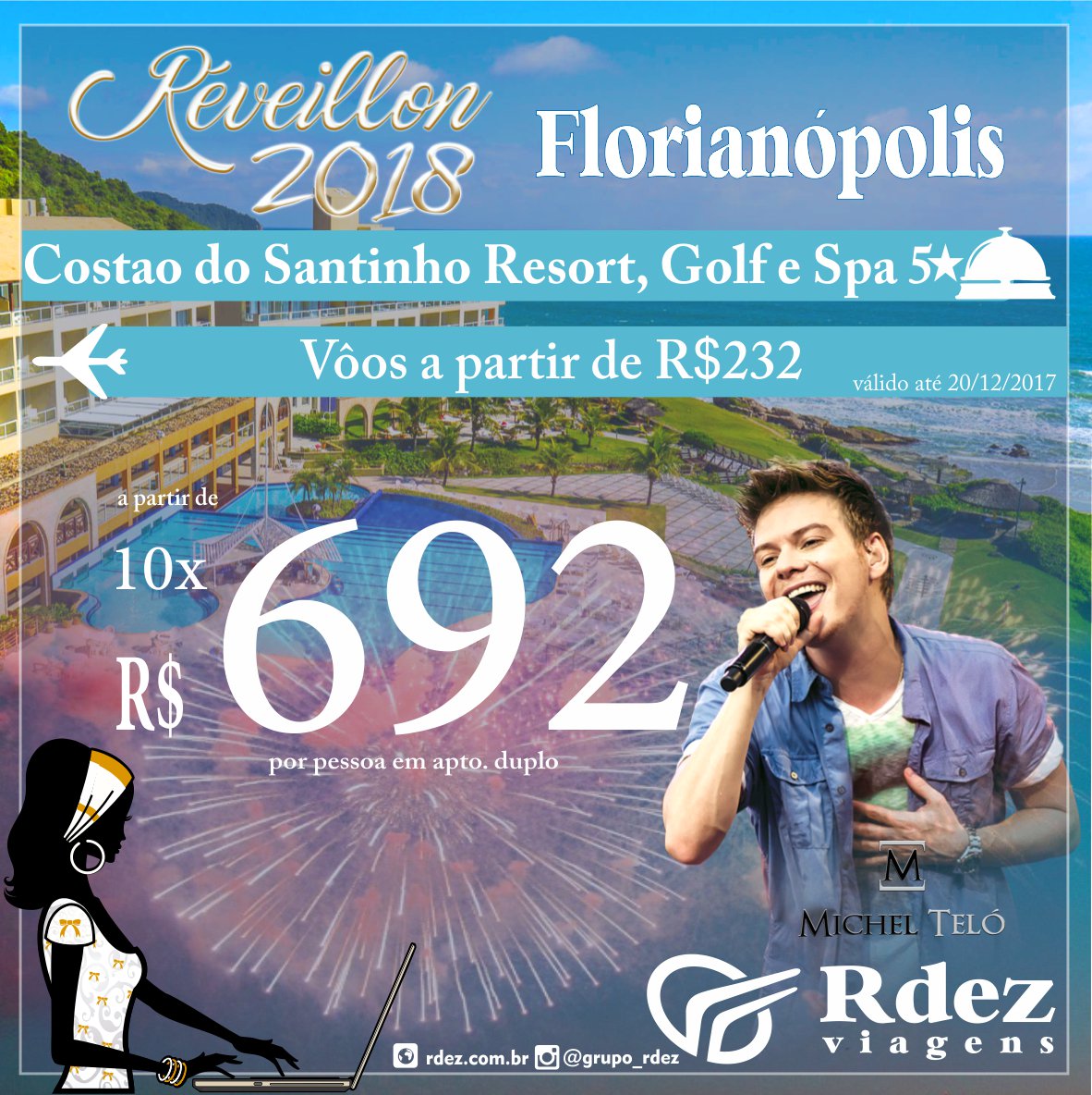 R10Viagens's tweet photo. #papainoeleuquero aproveitar o #réveillon ao som do Michel Teló em um resort incrível!! Então voce tambem não perca essa oportunidade e entre em 2018 com o pé direito! #florianopolis #michelteló #reveillon2018 🎆🎉 https://t.co/5o5AicZdHh