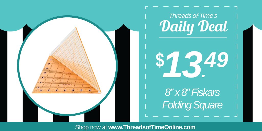 ThreadsofTime's tweet image. Daily Deal: Shop our 8&quot; x 8&quot; Folding Square by Fiskars for just $13.49 in-store and online at ThreadsofTimeOnline.com today! #DailyDeal #ThreadsofTime #Fiskars #sewingdeals