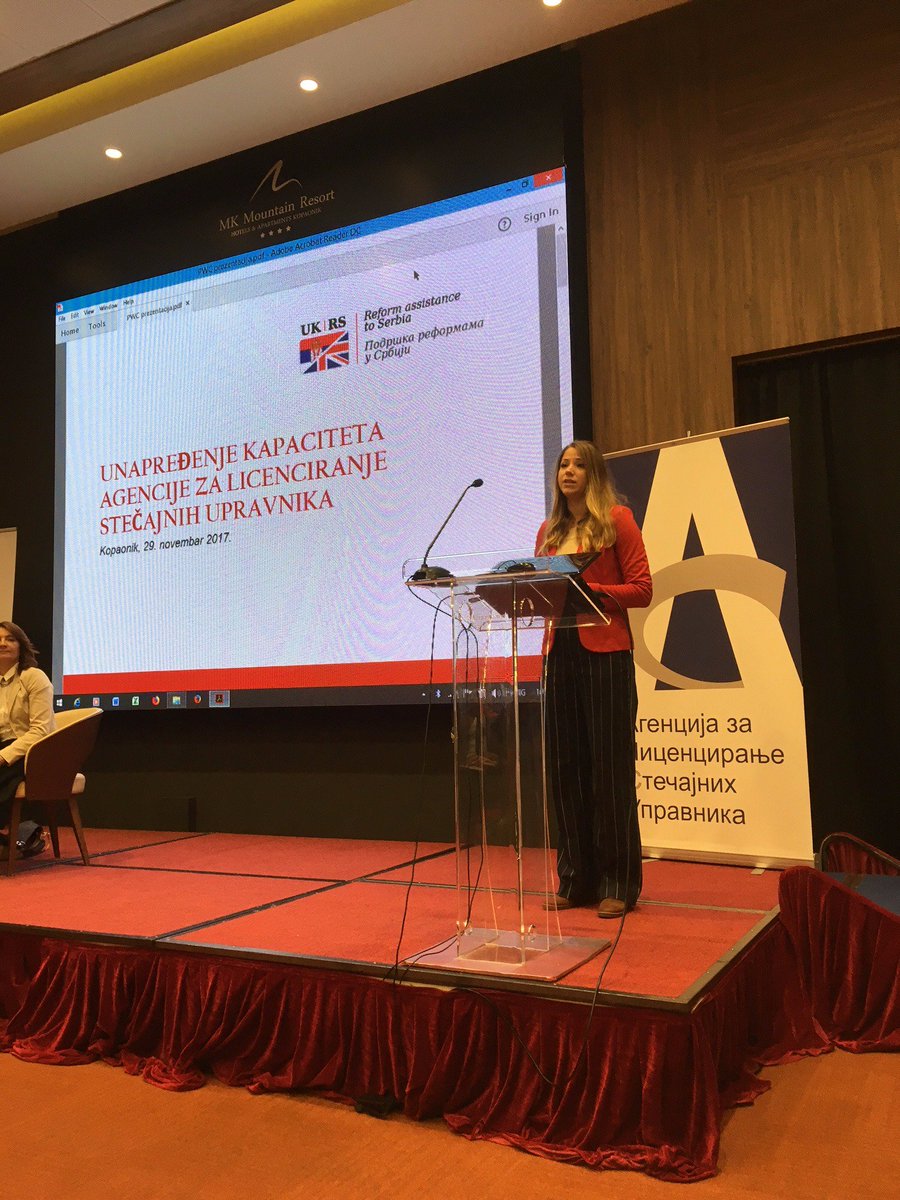 PwC_Serbia's tweet photo. Nastavak uspešne podrške #JointGGF #UKinSerbia reformama u Srbiji - Predstavljanjem odličnih rezultata projekta "Unapređenje kapaciteta ALSU" otvoren 7. stručni skup Agencije za licenciranje stečajnih upravnika. https://t.co/et1f2iu256