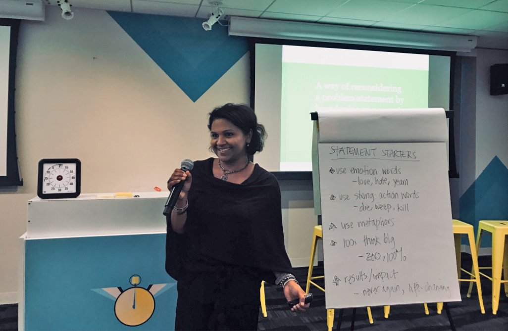 LUMAInstitute's tweet photo. So honored to have LUMA's @vdinamani at @GoogleDesign's first #SPRINTCON17 & lead a micro sprint on #HumanCenteredDesign methods: #RoseThornBud + #AffinityClustering + #StatementStarters + #AbstractionLaddering. Everyone left with something to use right away! https://t.co/BVLN74lzLd