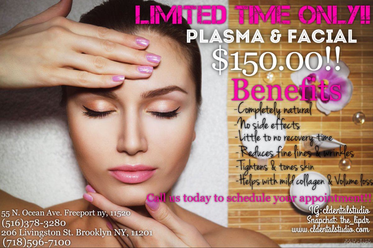 the_lipdr's tweet photo. For a limited time only!! Call us today to book your appointment! #Facial #PlasmaFacial #Beauty #Cosmetics #Enhancements #NewYork #NYC #Freeport #Brooklyn https://t.co/ZSSVu4Oxo2