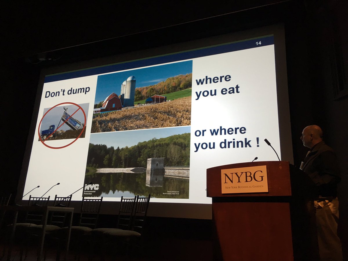 LoriFontanes's tweet photo. "Don't dump where you eat or drink!" Good advice from @NYSDEC at #USS2017 @NYC_USI #Soils Symposium #healthysoil https://t.co/jd3xwXqIt4