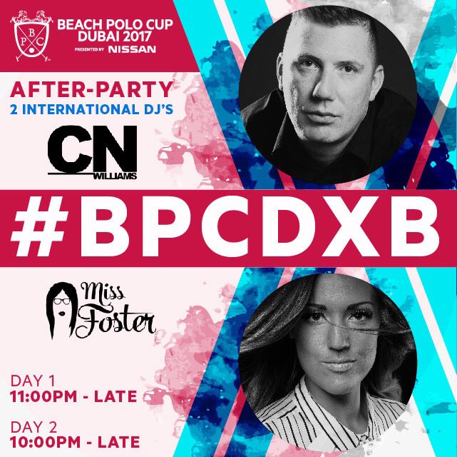 BeachPoloCup's tweet photo. This year we’re featuring two of Dubai’s best resident DJ’s for entertainment through out both days of action! DJ CN Williams (360 Dubai, Tribeca, ON42, Soul Heaven and Sunstroke) &amp; DJ Miss Foster (360 Dubai, QDS Dubai, Soul Heaven, Sunstroke and Virgin Radio Dubai). #bpcdxb https://t.co/MrVdr0bl2r