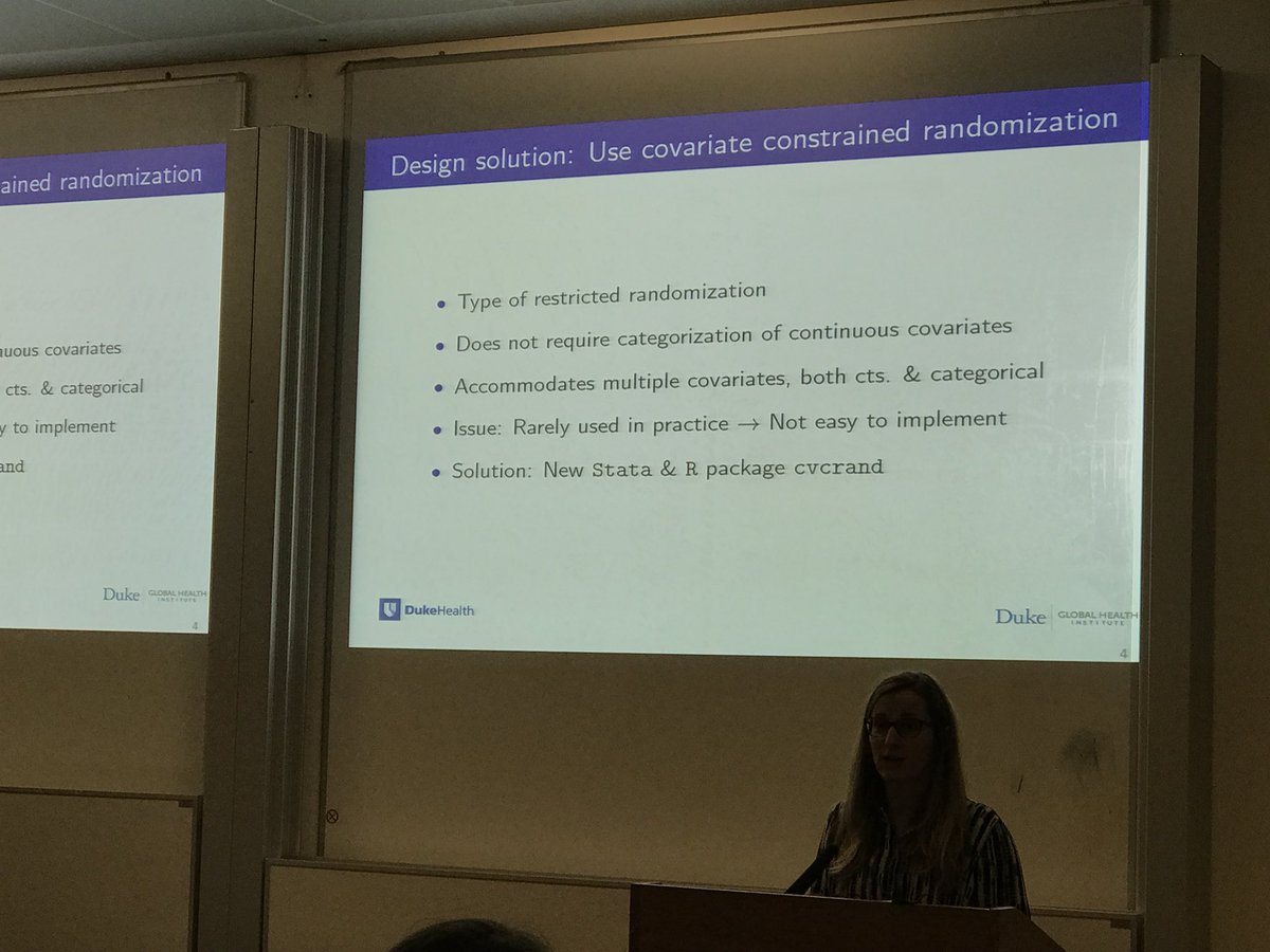 karlado's tweet photo. Liz Turner presenting R and Stata packages for covariate-constraint randomisation in CRTs #ClusterRandomisedTrials meeting .@pctuevents https://t.co/IxnanYlOGC