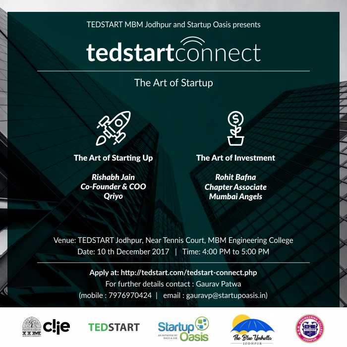 GauravPatwa7's tweet photo. Come let's learn the art of Startup! Register at https://t.co/aSZfTHKf7M
#Jodhpur #Startup #Qriyo #meetup #tedstart https://t.co/c4QmUFVjB2