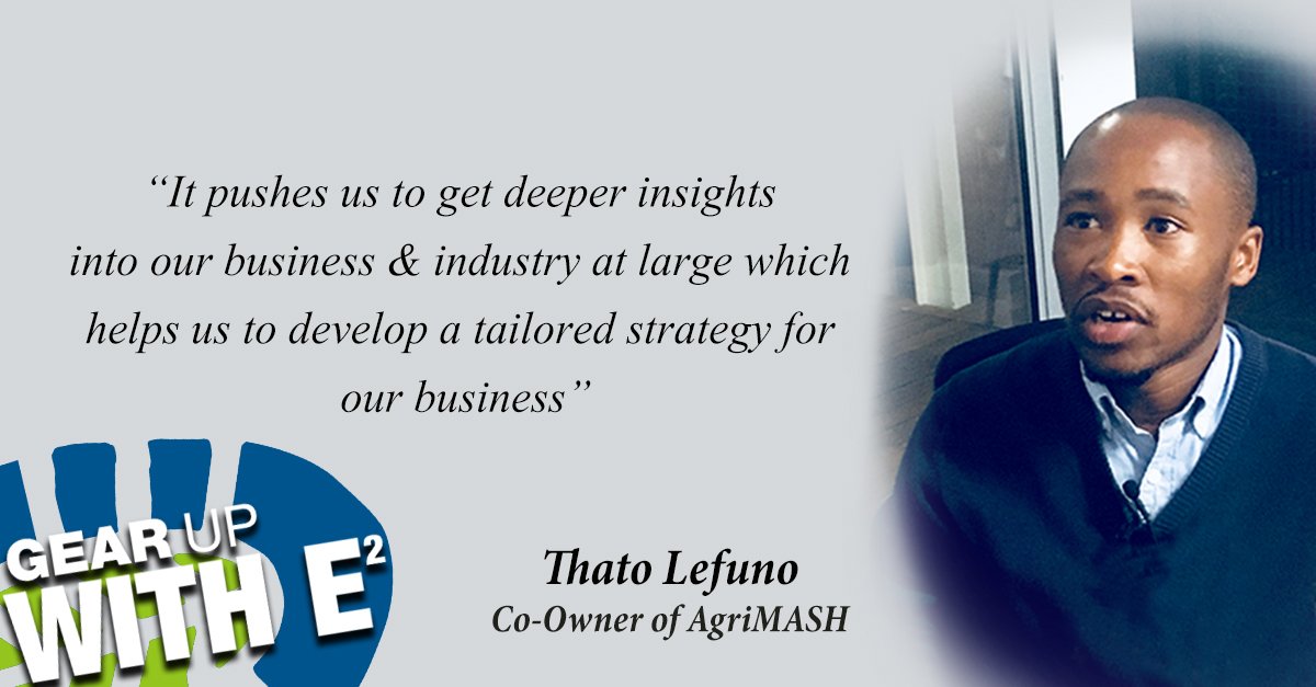 ESquaredSA's tweet photo. “The Bespoke approach to the programme stimulates proactive thinking”  

@thato_lufuno on what he likes about the E2 Elevator programme. 
#GearUpWithE2 https://t.co/tXnN6oGqEk