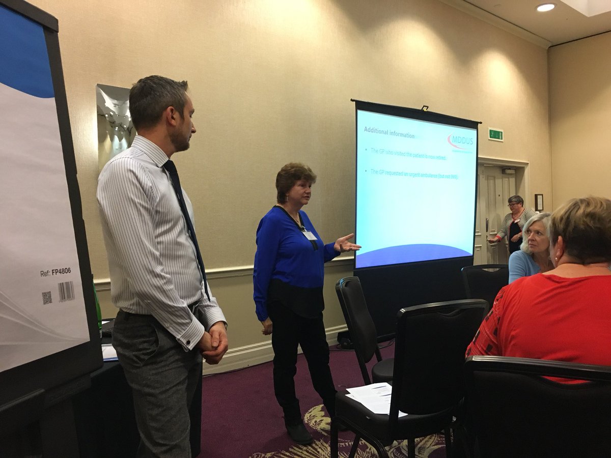 MDDUS_News's tweet photo. Helen Ormiston and Scott Obrzud of @MDDUS_News run through some real life scenarios for the Complaints Masterclass at #PM2017 https://t.co/DtvviWGvrX