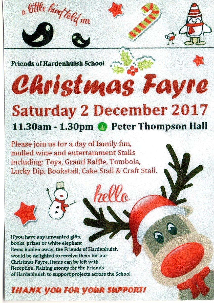 Committee_FoHS's tweet photo. Come along to the Christmas Fayre on Saturday and bring plenty of money with you. Let's see how much we can raise for the pupils of Hardenhuish School. https://t.co/f6yERRzt4n