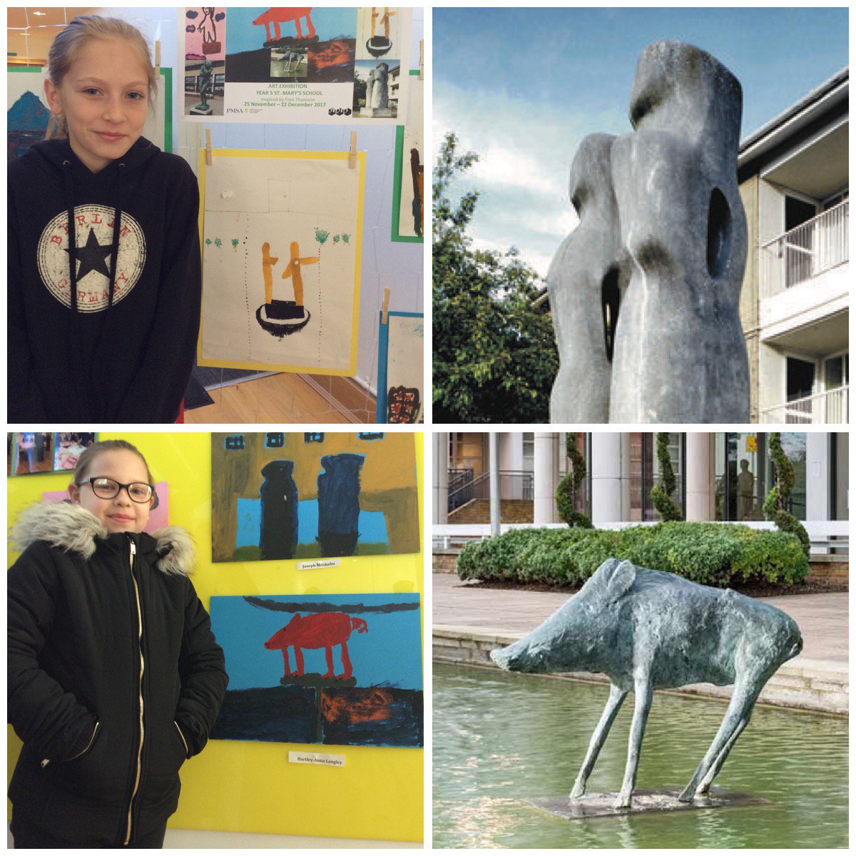 PMSA_Sculpture's tweet photo. THANK YOU FOR VOTING! CONGRATS Rebecca and Hartley-Anne #twittervote WINNERS best Barbara Hepworth &amp; Elisabeth Frink in our exhibition/competition #harlowhopscotch @GibberdGallery2 OPEN NOW! ART from #PMSAeducation workshop w @HarlowSTAIR #residency #harlowarttrust #STAIR01 https://t.co/1q6LWSTVO7