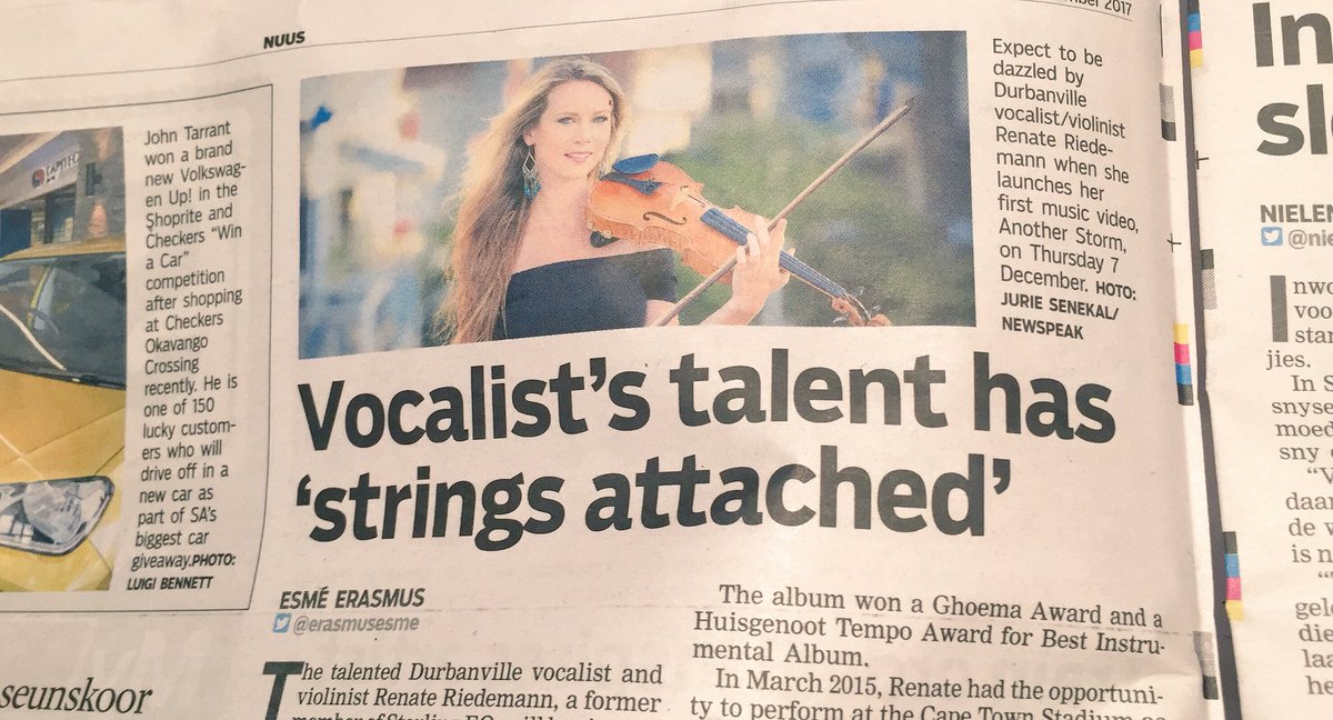 Renate_Music's tweet image. Thanks for the article @erasmusesme @TygerBurger @MyDurbanville! Tel die dae af vir die launch van #anotherstorm #7dec #musicvideo #launch