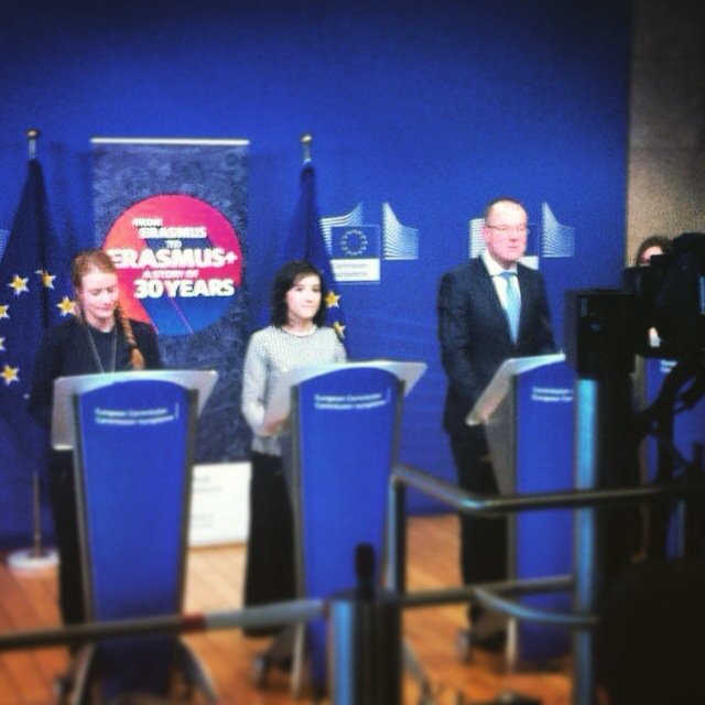 dorit_rit's tweet photo. Mariana and @TeaJarc presenting our @EUErasmusPlus Declaration at the press conference to @TNavracsicsEU. https://t.co/vnDmSdstMU