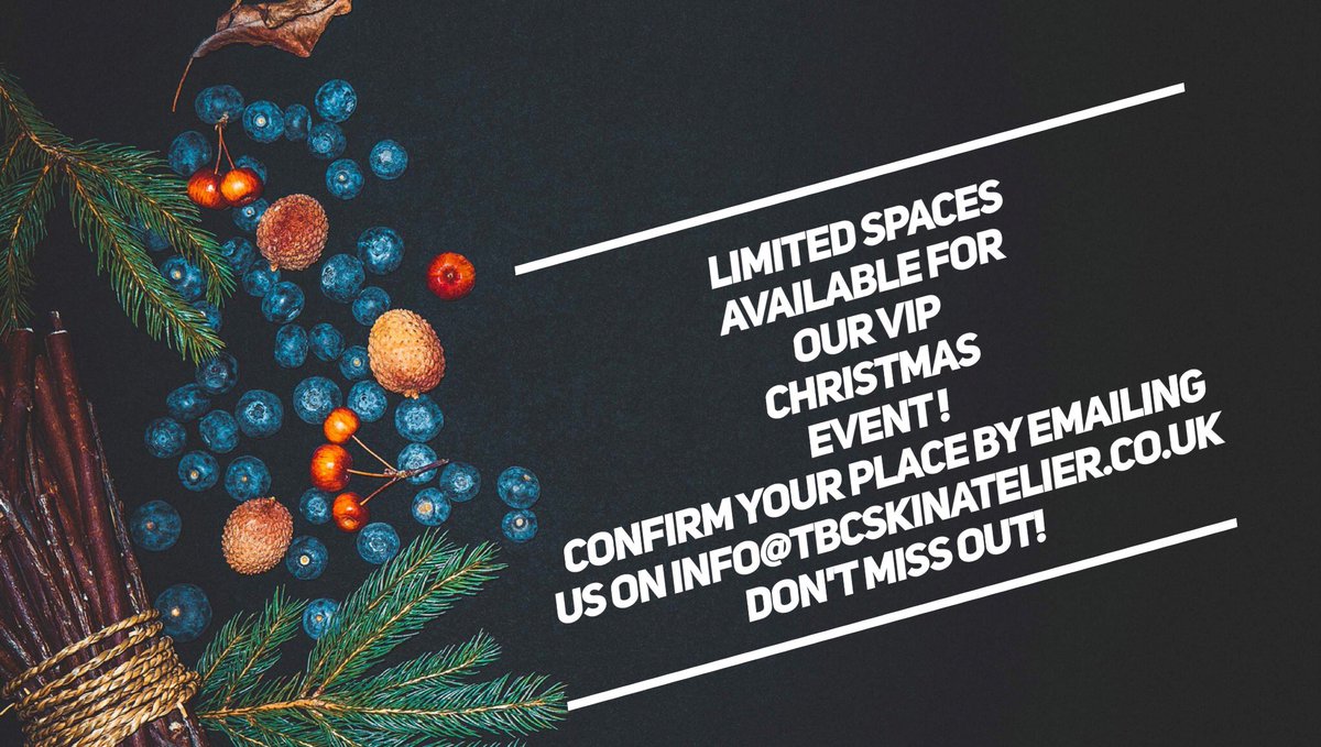 skinatelierUK's tweet photo. 🥂Only a few spaces left for our VIP Christmas event! It's going to be huge! 🥂

Email us on Info@tbcskinatelier.co.uk or call us on 01892 538202
We can't wait to see you all!
#tunbridgewells #rationale #skinade #josephisaac #rebelandromance #christmas #festive #vip https://t.co/2nkEoLmONr
