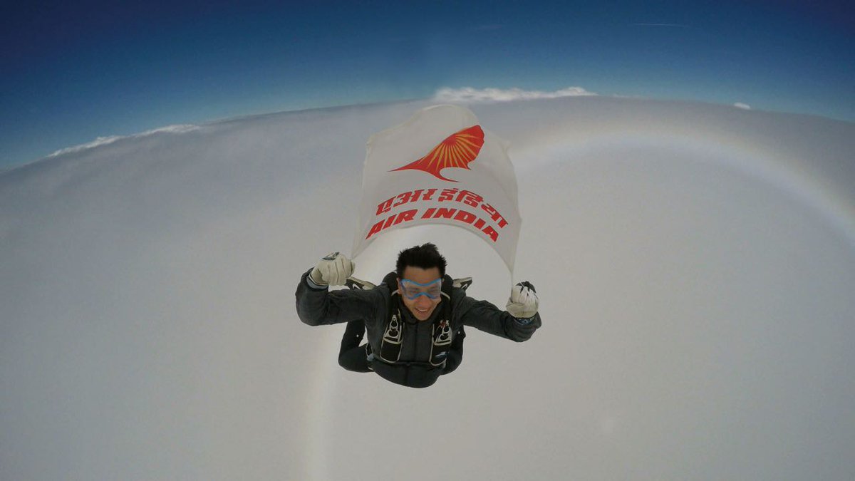 airindia's tweet photo. #FlyAI We are proud to have multi talented, dynamic and humble Commander @uditthapar in #AIFamily Achieved a distinctive position in #Wingsuit Flying World Cup 2017 #Nevada Capt Thapar is also a #Skydiver #balloonpilot #microlightpilot #paragliderpilot Making #airindia proud https://t.co/UeNArPpMUz