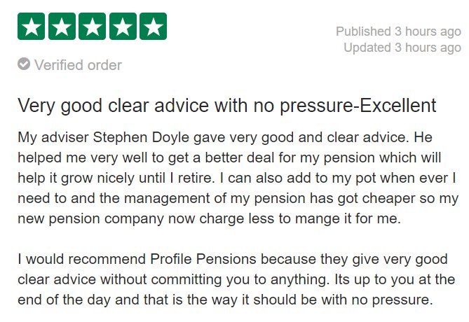 We've reached 600 <a href="/ProfilePensions/">Profile Pensions</a>  Trustpliot reviews. A nice one too :-) #pensions