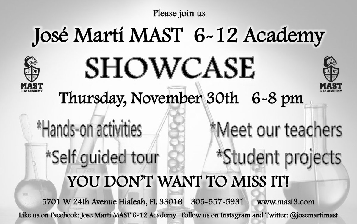 josemartimast's tweet photo. Tonight is our annual "Showcase" where parents and students will have a great opportunity to learn about our school and meet our teachers.  The Showcase will be at our school beginning at 6:00 pm https://t.co/6wfbuzZqfo