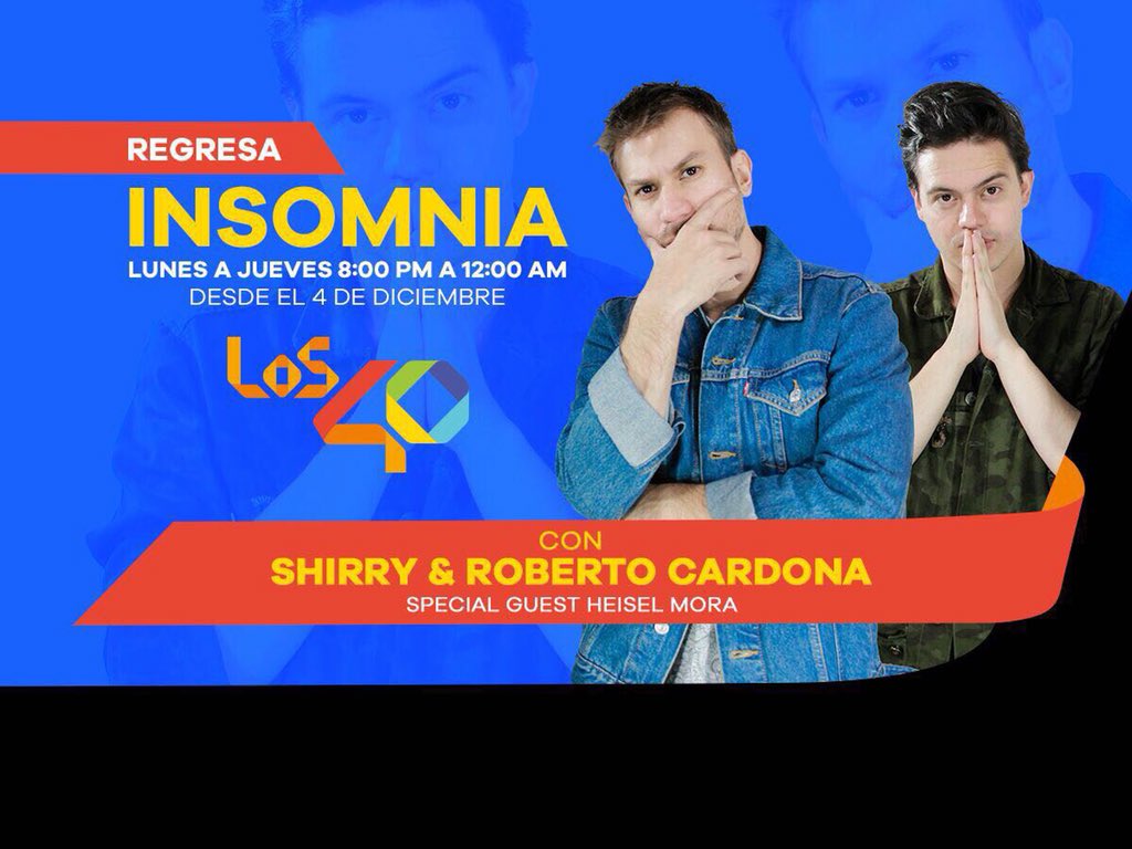 JuancaScreams's tweet photo. #RegresaInsomniaALos40 desde el lunes 4 de Diciembre a las 8pm con @djshirry @roberto_cardona y la special guest @MCHeisel va a estar bueno https://t.co/1C4kpE697S