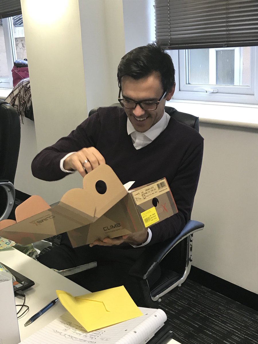 GCBRecruitment's tweet photo. #HappyBirthdayToYou Tom King!🎉 A huge happy birthday to our Head of Finance, Tom, we hope you have a fantastic day and enjoy the #climbingshoes from all the team at @GCBRecruitment 🎁 - #lookhowhappyheis https://t.co/7I4Uk0gnva