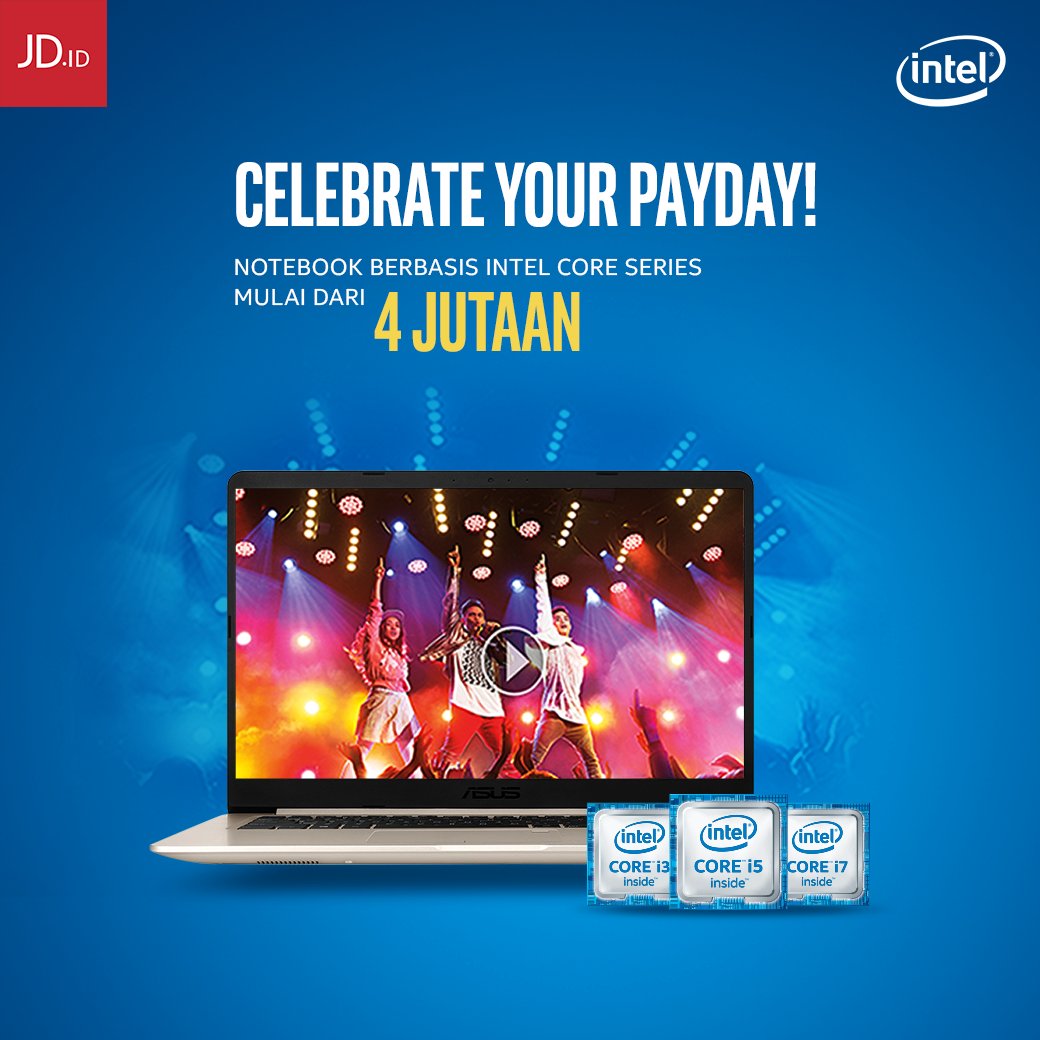 JDid's tweet photo. Today is Intel payday JDers! Di JD.ID kamu ga perlu khawatir karena sudah pasti dijamin asli dan harganya juga murah loh. Yuk langsung aja cek disini : https://t.co/N8DM0eFNhf
#jdid #intelpayday #intel #promo #laptop #diskon #dijaminori #makejoyhappen #belanja #jdidjaminori https://t.co/Ln1ZOvtNWK