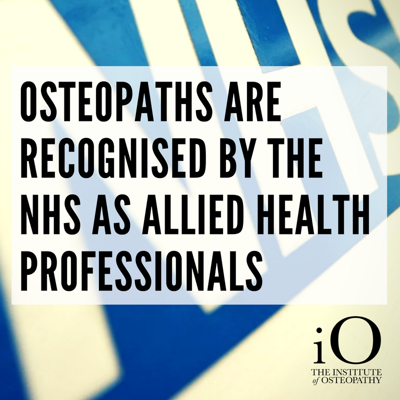 InstOsteopathy's tweet photo. Osteopaths are recognised by the NHS as Allied Health Professionals. Find out more about osteopathy here: https://t.co/giar2X9hra #OsteopathyWorks https://t.co/p3hlWtltci