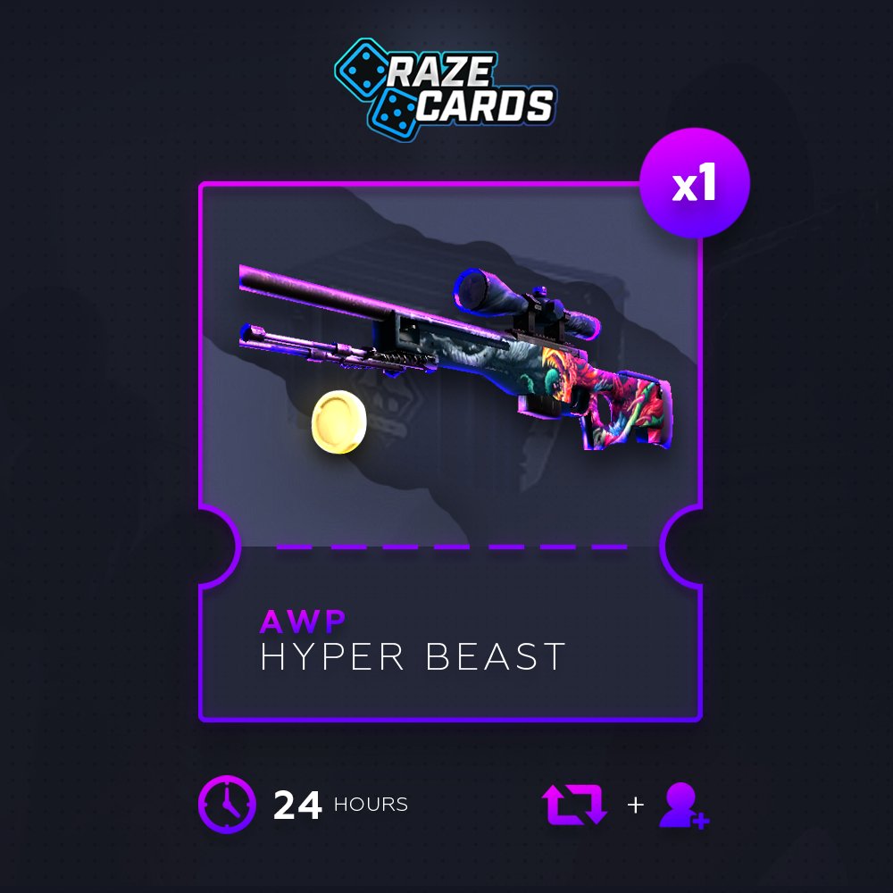 razecards's tweet photo. 🔥 AWP Hyper Beast Giveaway

👉 RT &amp; Follow @razecards &amp; Tag 2 Friends
👉 Open cases https://t.co/E8286UO7Kd               

Winner in 24 Hours! https://t.co/jaG9Hg3iUR