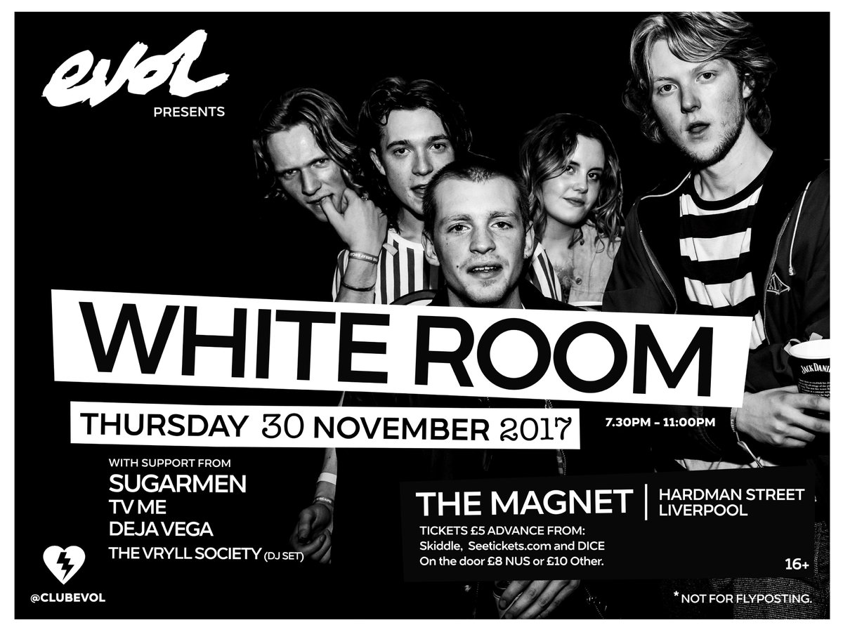 ClubEVOL's tweet photo. 🔥 TONIGHT'S SHOWTIMES 🔥
1930 doors open
2000 @dejavegaband (30 mins)
2045 @tvmeband (30 mins)
2130 @Sugarmenuk (30 mins)
2215 @WhiteRoomHQ (45 mins)
2300 @TheVryllSociety dj set in the Fish Tank
@themagnet123 Tickets OTD https://t.co/J7olWxlpYM
