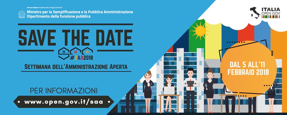 Pronti per la seconda edizione della Settimana dell'Amministrazione Aperta?
Dal 5 all'11 febbraio arriva #SAA2018
📌7 giorni di iniziative
📌6 temi
📌tutta #Italia

✍️Mettilo in Agenda e #Partecipa
http://open.gov.it/saa2018/