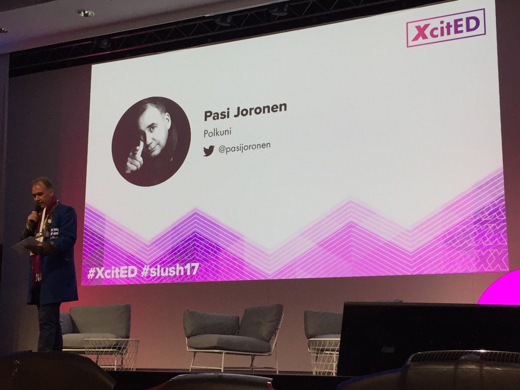 Pasi setting up Xcited in SLUSH Helsinki