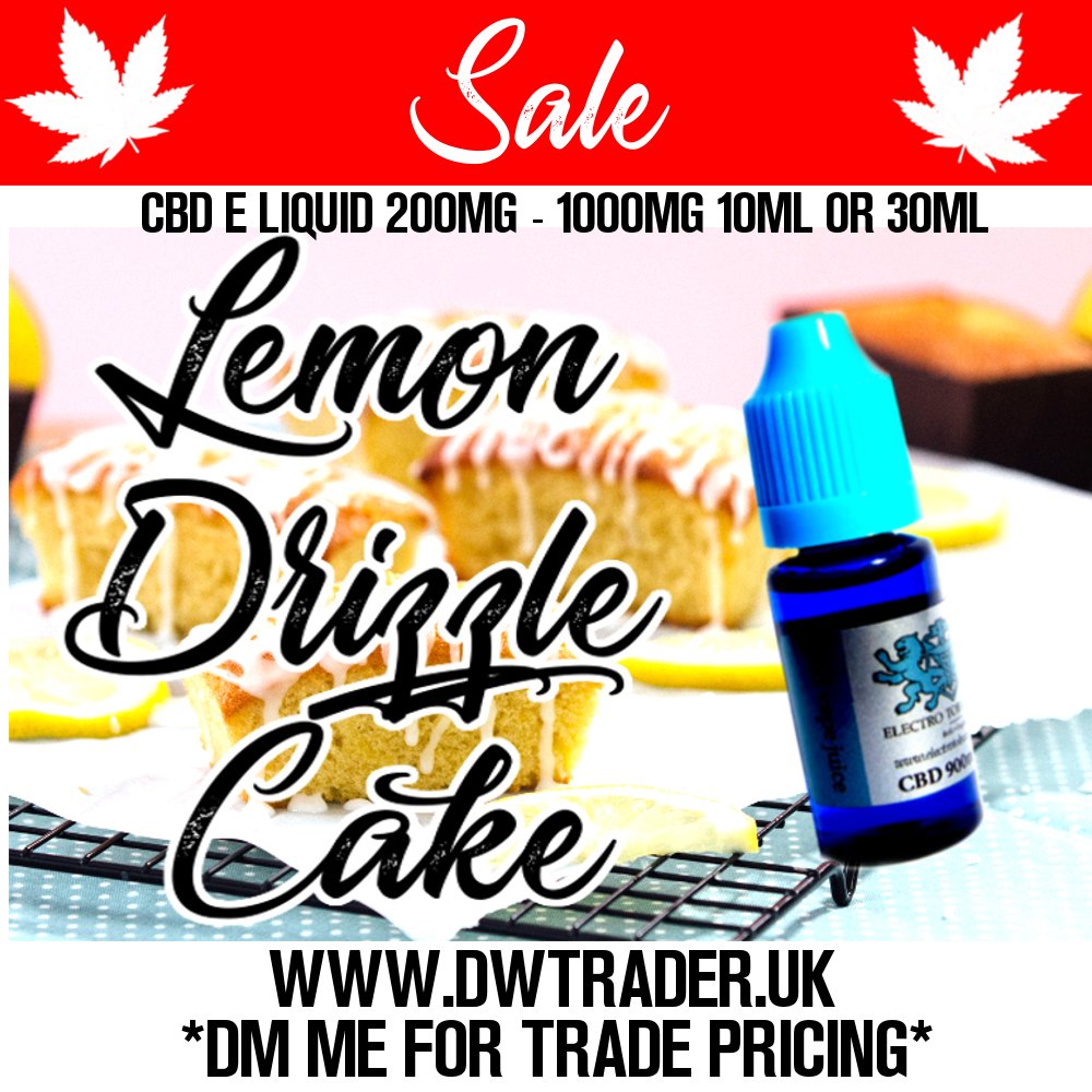 DWTrader_UK's tweet photo. CBD E liquid SALE! Lemon Drizzle Cake 200mg - 1000mg 30ml or 10ml bottles ! :)  #cbduk #cbdvape #cbdeliquid #eliquiduk  #vapeshop #cloudchaser #cbdsupplier #hempoil #LegalizeIt #grapekandy #ukvapedeals https://t.co/FZVI6FUc7H