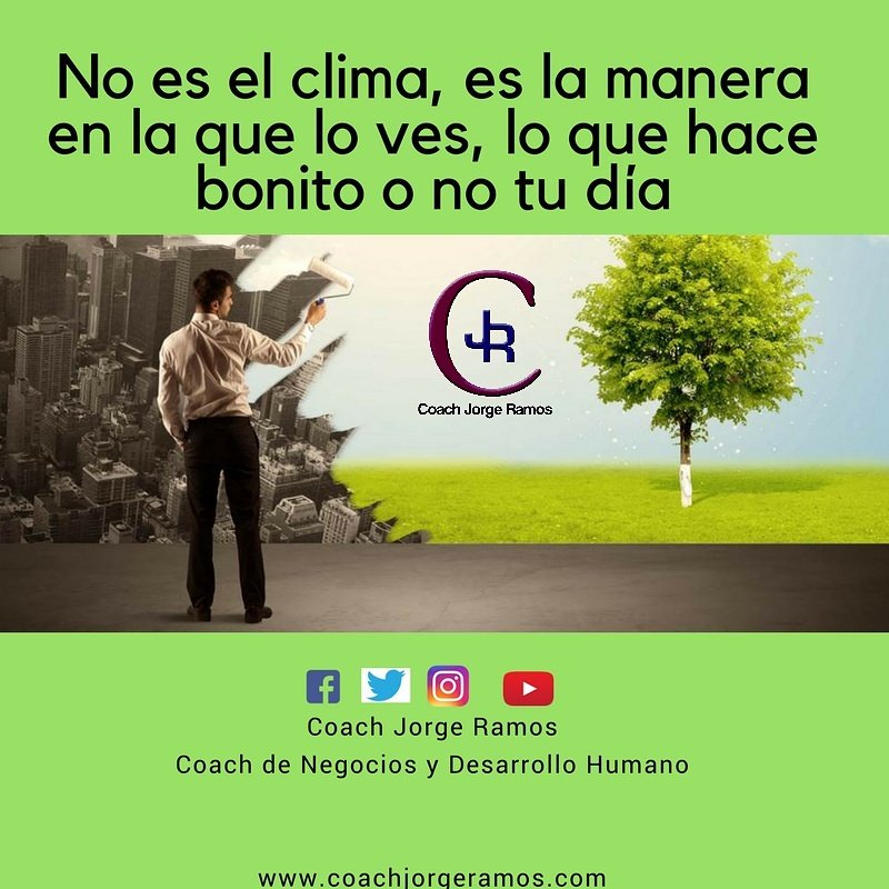 CoachJorgeRamos's tweet photo. Las #Emociones son como el clima, no las puedes controlar, pero puedes decidir sacar #LoMejor de él. Que el clima no defina si tu día será bueno o no, #Definelo tú y comienza a #Transformar tu vida. Hoy amaneció muy frío pero mi día ya es genial porque estoy escribiendo este Post https://t.co/nhSNgmgbTV