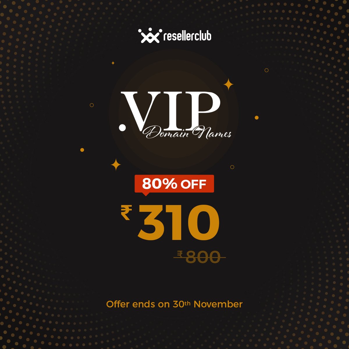 ResellerClub's tweet photo. This is your last chance to get #dotVIP at a flat 80% off! Offer ends today! HURRY! #DomainPromos https://t.co/9E5c3v0Vvz