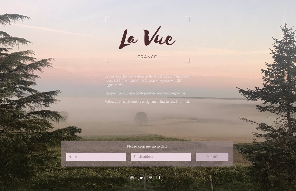 JT Management (@j_tully) on Twitter photo The new holding page is live for <a href="/Lavuefrance/">La Vue Hotel</a> - check it out lavuefrance.com #webdesign #destinationweddings #weddings #frenchweddingvenue #weddingvenue The new holding page is live for <a href="/Lavuefrance/">La Vue Hotel</a> - check it out lavuefrance.com #webdesign #destinationweddings #weddings #frenchweddingvenue #weddingvenue