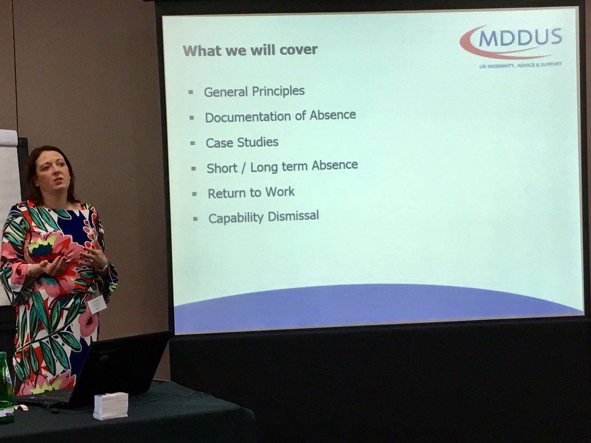 MDDUS_News's tweet photo. Our employment law advisers Janice Sibbald and Liz Simon are hosting a masterclass on dealing with absence #PM2017 https://t.co/k9ehgEhkBo