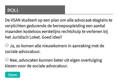 Er staat een nieuwe poll online. Stemmen kan hier: advocatenblad.nl #beroepsopleiding #advocatuur